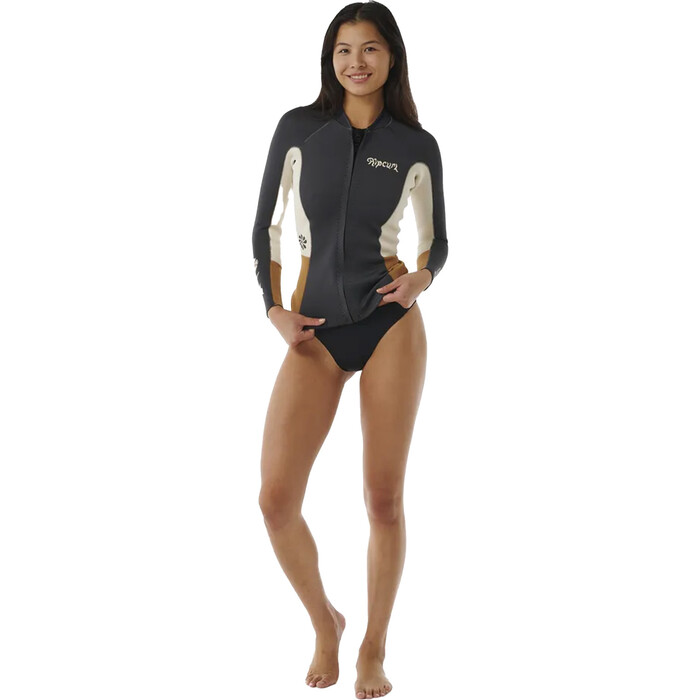 Rip Curl Mujer Dawn Patrol Front Zip 2024 Chaqueta De Neopreno De Manga Larga 116WWJ - Light Brown